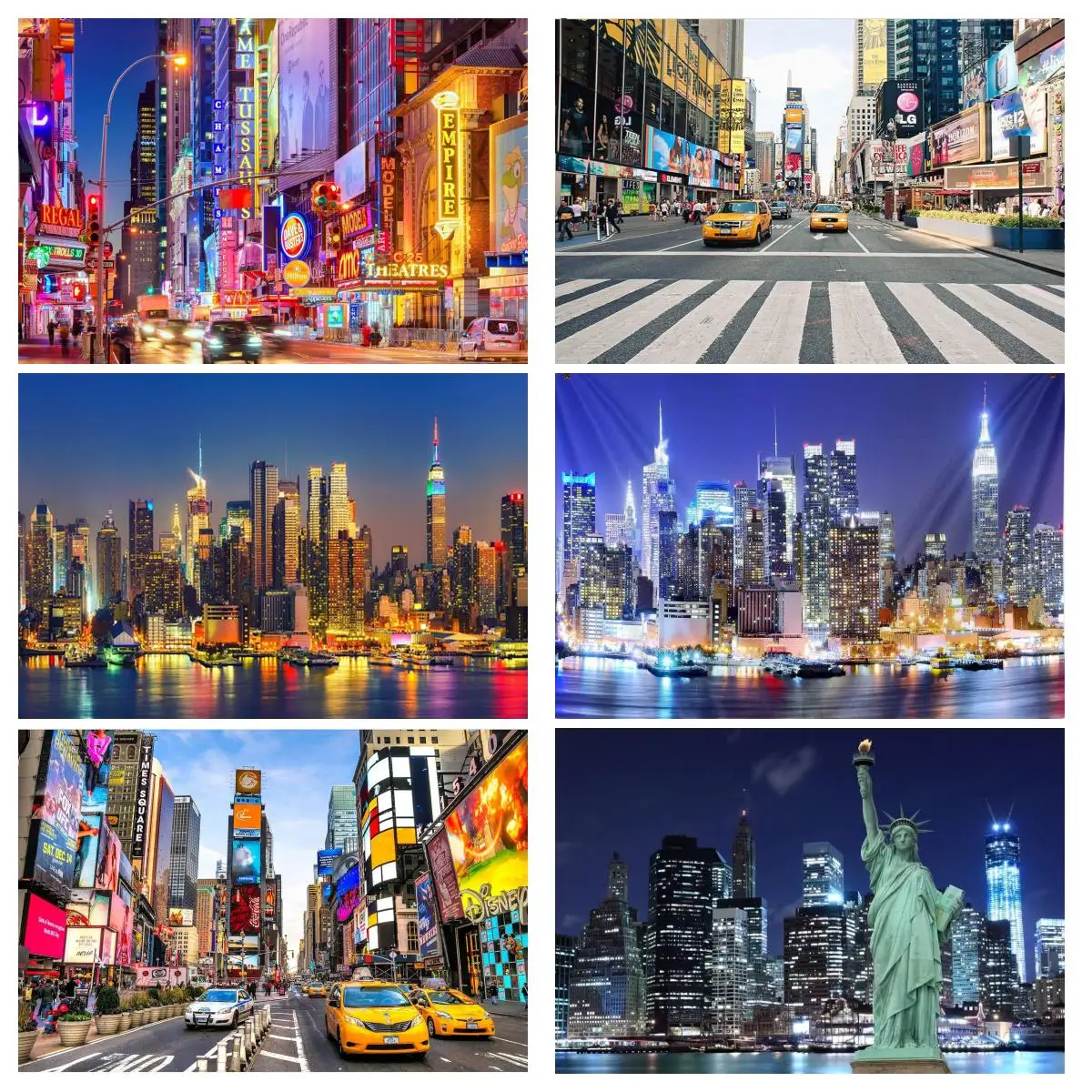 New York City Manhattan 42nd Street Night Theaters tiendas fondo tiempo fondos cuadrados accesorios de fiesta callejera de Nueva York