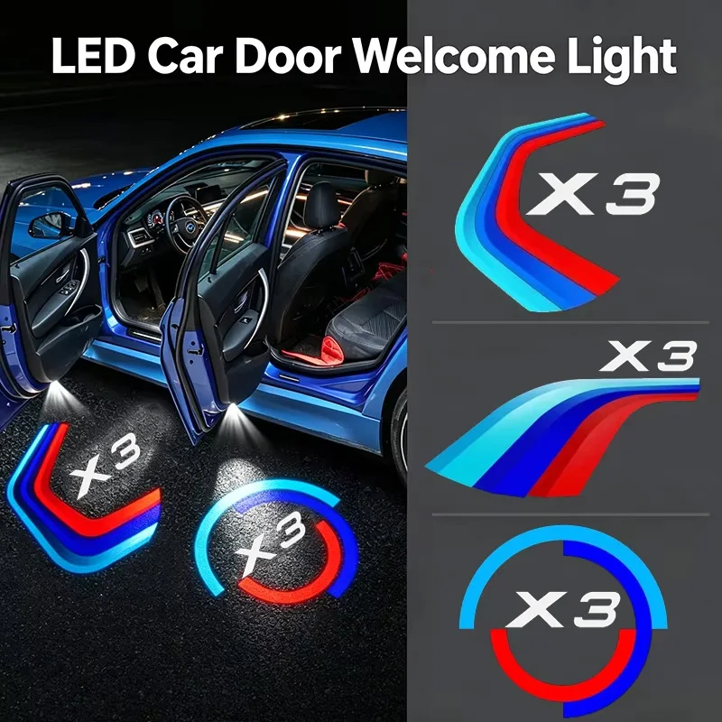 Image of 2 Stück für BMW X3 Logo F25 G01 2018-2025 Auto-Tür-Willkommenslicht Laser-Projektor Geister-Schatten-Lampe Aufkleber Emblem