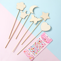 6pcs Creative Princess Fairy Magic Wand Decor Toy Set Graffiti Wands Kids Wooden Stick DIY Crafts Unfinished Gifts for Kids ﻿