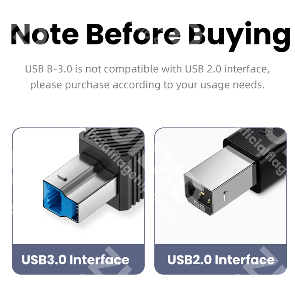 USB A/C to USB-B 3.0 Adapter Male to Female USB B Connector Converter 5Gbps Compatible with Printer Scanner External Hard Driver