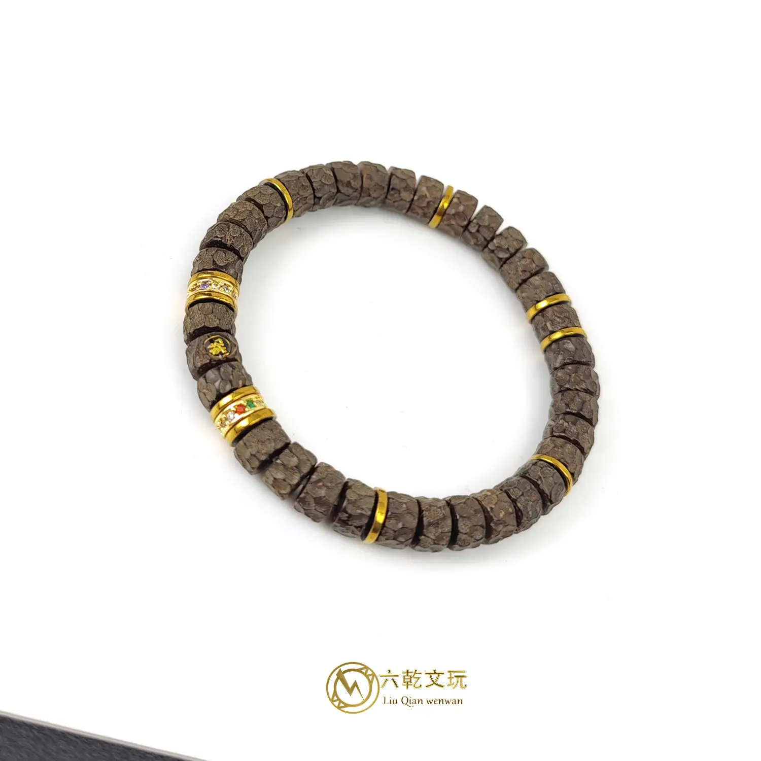 

Original Ecological Dry Grinding 8*5 Coconut Pedicle Knife Marks Without Phase Inlay Large Size High Return Round Niche Bracelet
