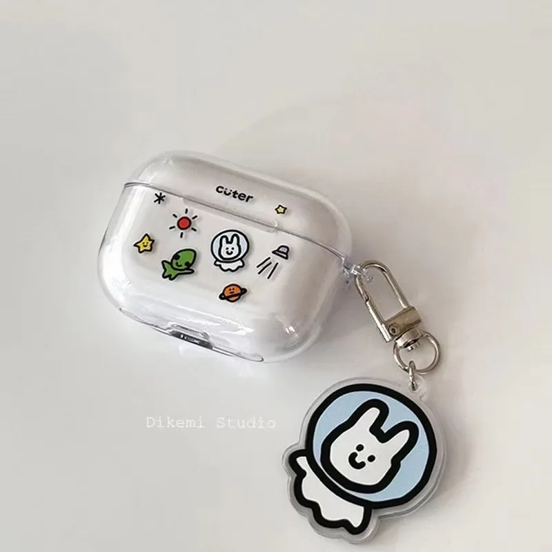Cute Astronaut Alien Fun Soft Clear TPU Case For Apple AirPods 4 3 Airpods Pro 3 2 1 Wireless Earphone Protective Silicone Cover