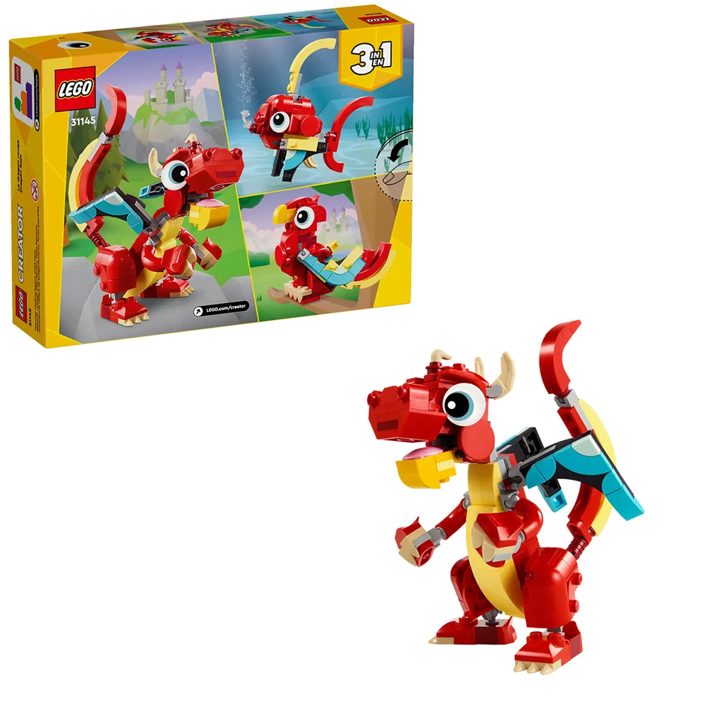 

LEGO Red Flying Dragon 3 и 1, детские игрушки-головоломки, мужские и женские куклы, сборка своими руками, детская игрушка в подарок