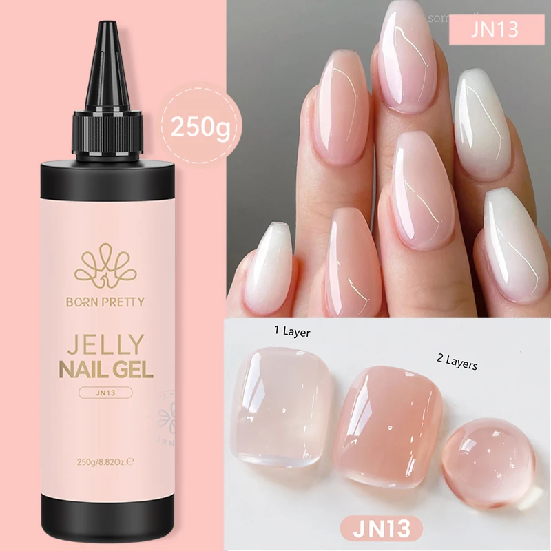 BORN PRETTY 250 g Jelly Milky White Pink Translucent Nude Gel Polish Nachfüllpaket Semi Permanent Soak Off UV Nail Art Lack