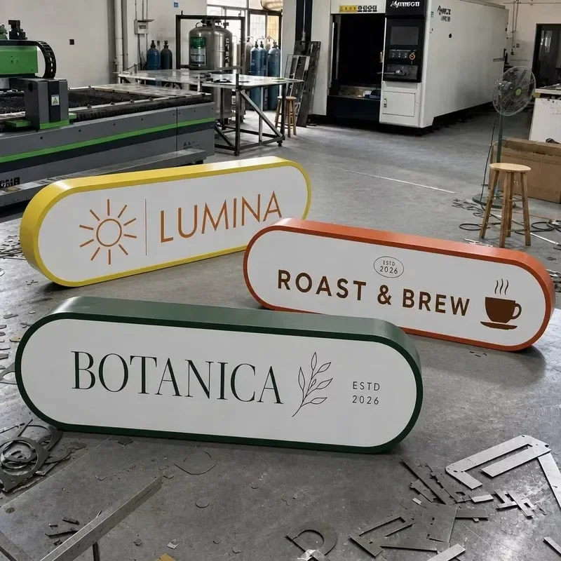 Custom LED Light Box Wall Mounted Acrylic Signage Metal Frame Luminous Display Board for Coffee Shop Office Park Decoration