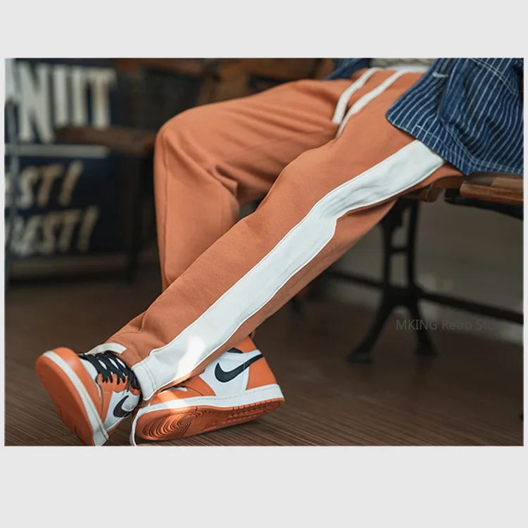 

Non Stock American Retro Cotton Terry Color Matching Sweater Pants Heavy 480G Sports Pants