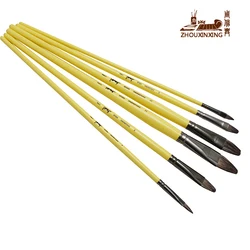 6pcs/Set, Weasel Hair Row of Pens Hazelnut Shape Paint Brush Acrylic Oil Painting Watercolor Professional Gouache Art Supplies
