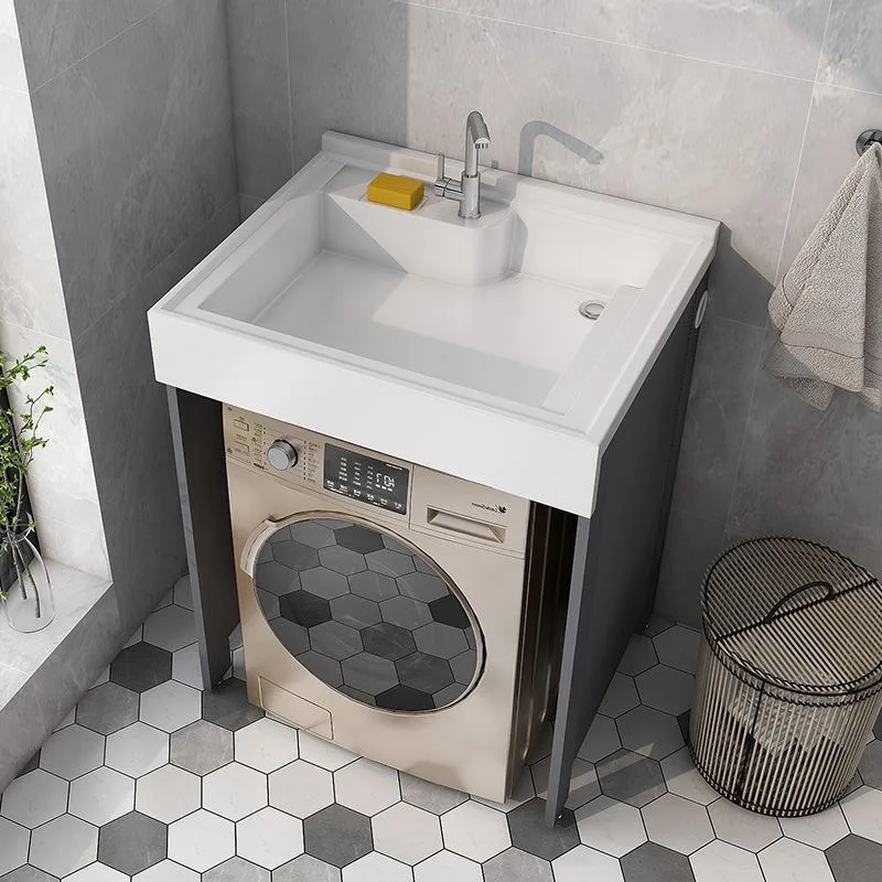 Picture 3: Space aluminum wardrobe laundry balcony washing machine combination integrated basin washboard