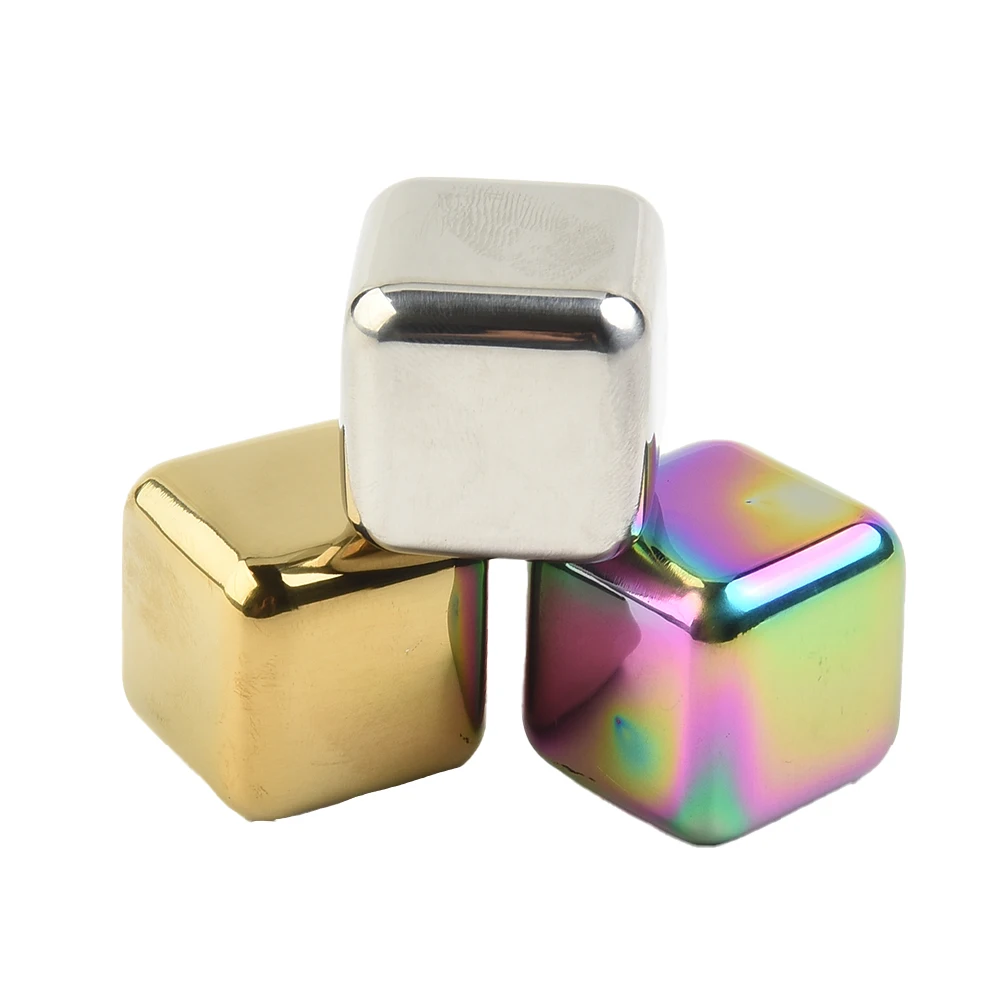 Conjunto de cubos de gelo de aço inoxidável reutilizáveis pedras para uísque, vinho, festa fria, ferramenta bar, 1pc