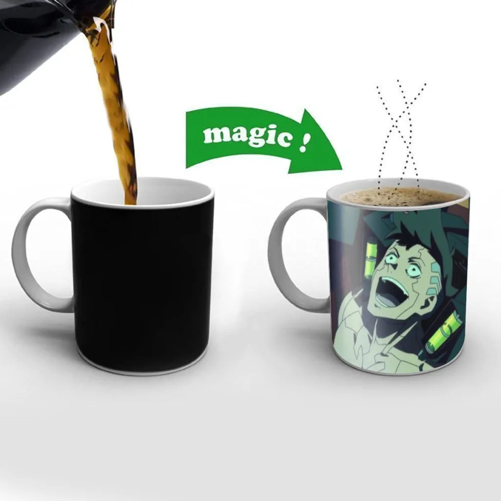 Anime C_Cyberpunks Cool E-Edgerunners Friends Birthday Gifts Color Changing Magic Ceramic Creative Coffee Mugs Tea Cups