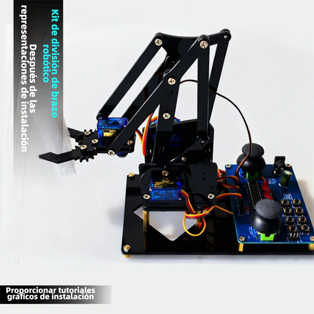 Kit de Montaje DIY de Brazo Robótico Negro (Kit de Construcción): Ayuda a Aprender Soldadura, Electrónica Básica, Circuitos Electrónicos, Proyectos Maker y Fines Educativos, para Práctica Práctica y Exploración del Con