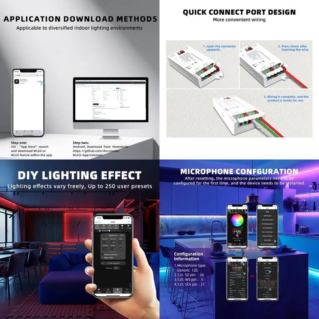 

652F Multiple Zone LED Controllers With Build In Microphones Input Energy Efficient LED Driver
