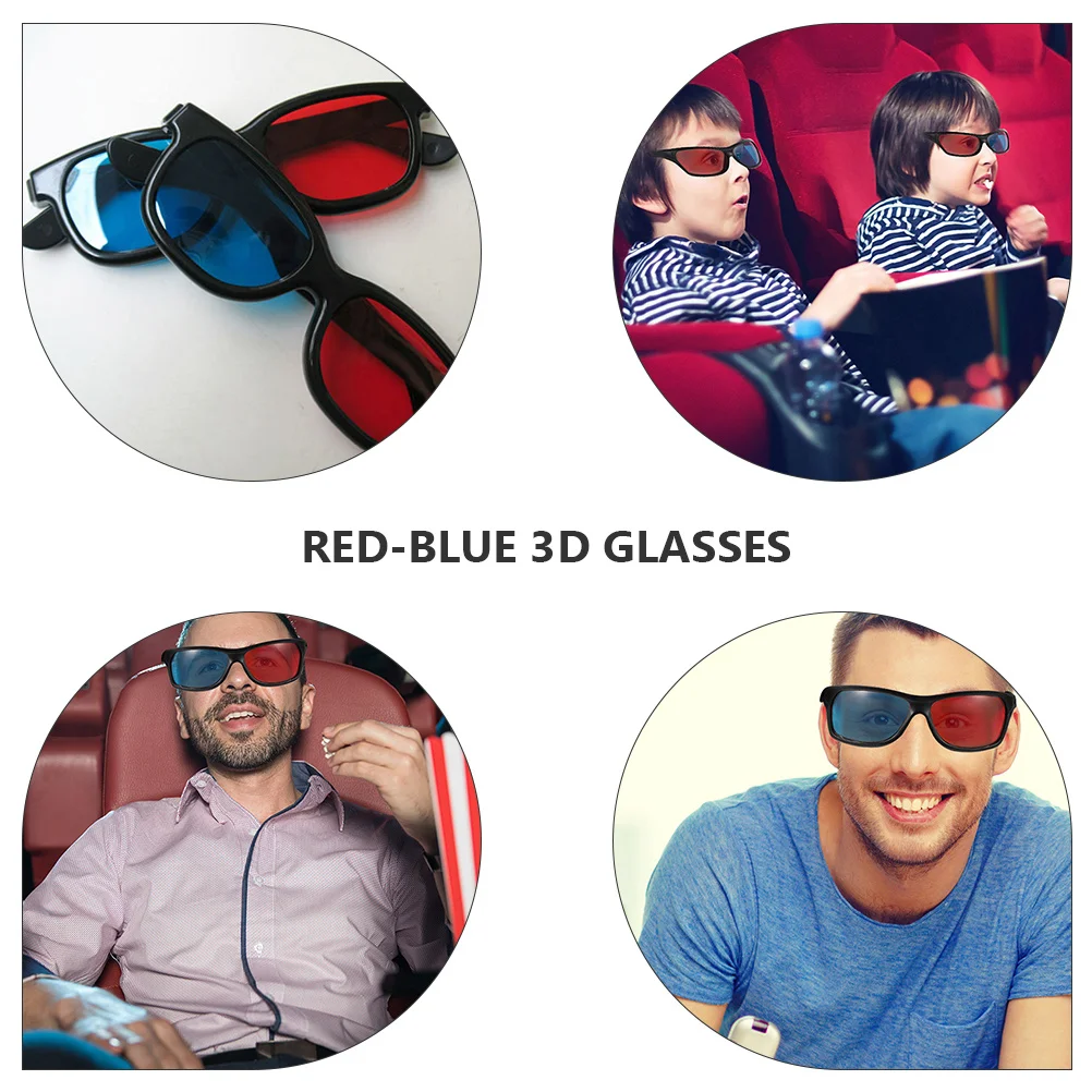 

20Pcs 3D Glasses Red Blue Lenses Black Frame Safe Skin Friendly for and Adults Glasses Movie Tool