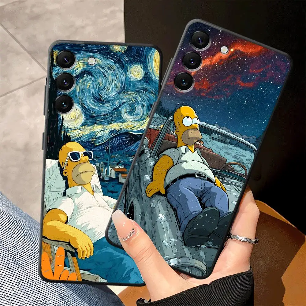The Simpsons Homer Art Black Soft Phone Cover Case for Samsung Galaxy A06 A15 A05 A12 A17 A50 A04 A40 A16 A70 A20 A13
