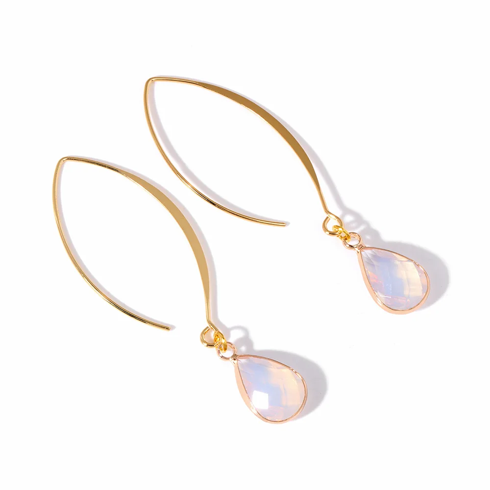2024 NEW Natural Stone Water Drop Earring Natural Amethysts Turquois Opal Dangle Earring Eardrop Jewelry Gift For Women Girls