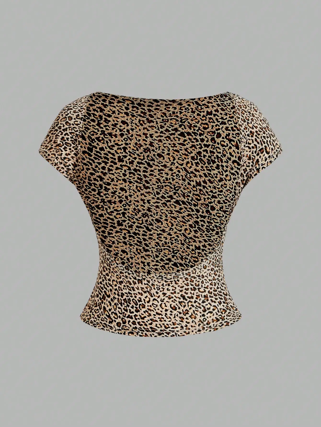 유럽과 미국의 봄, 여름, 가을용 단색 레오파드 프린트 캐주얼 백리스 티셔츠 4종 세트