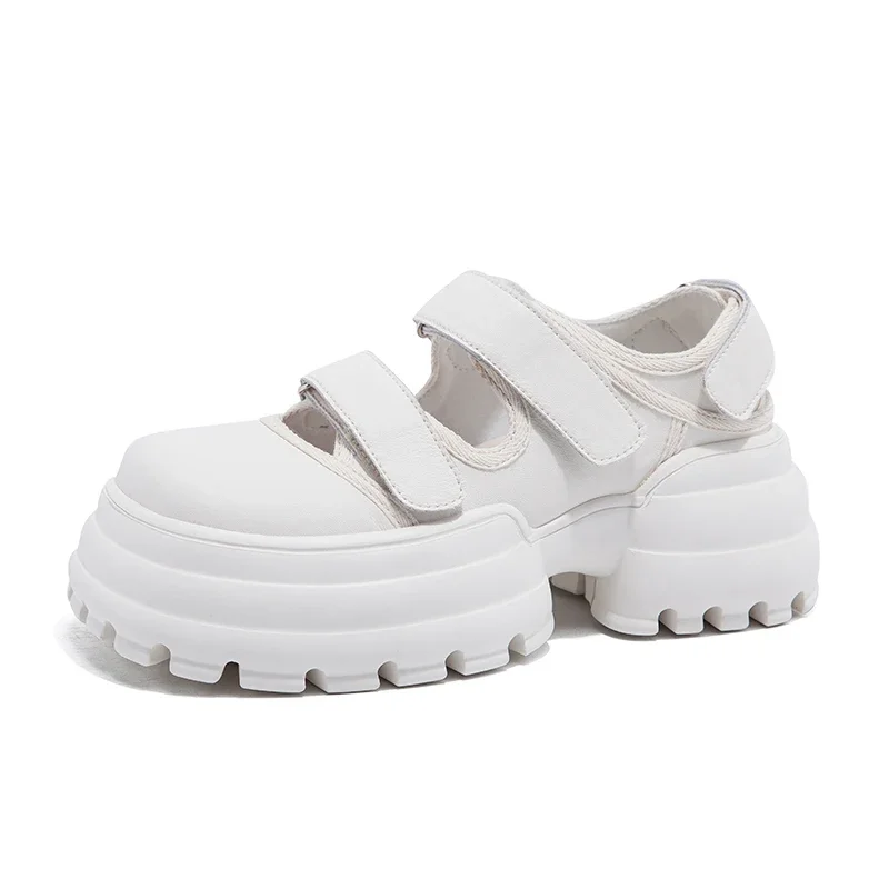 2025 Summer New Thick-Soled Casual Sandals Heightened Sports Beach Sandals Square Toe Hook & Loop Platform Fashion Sandals