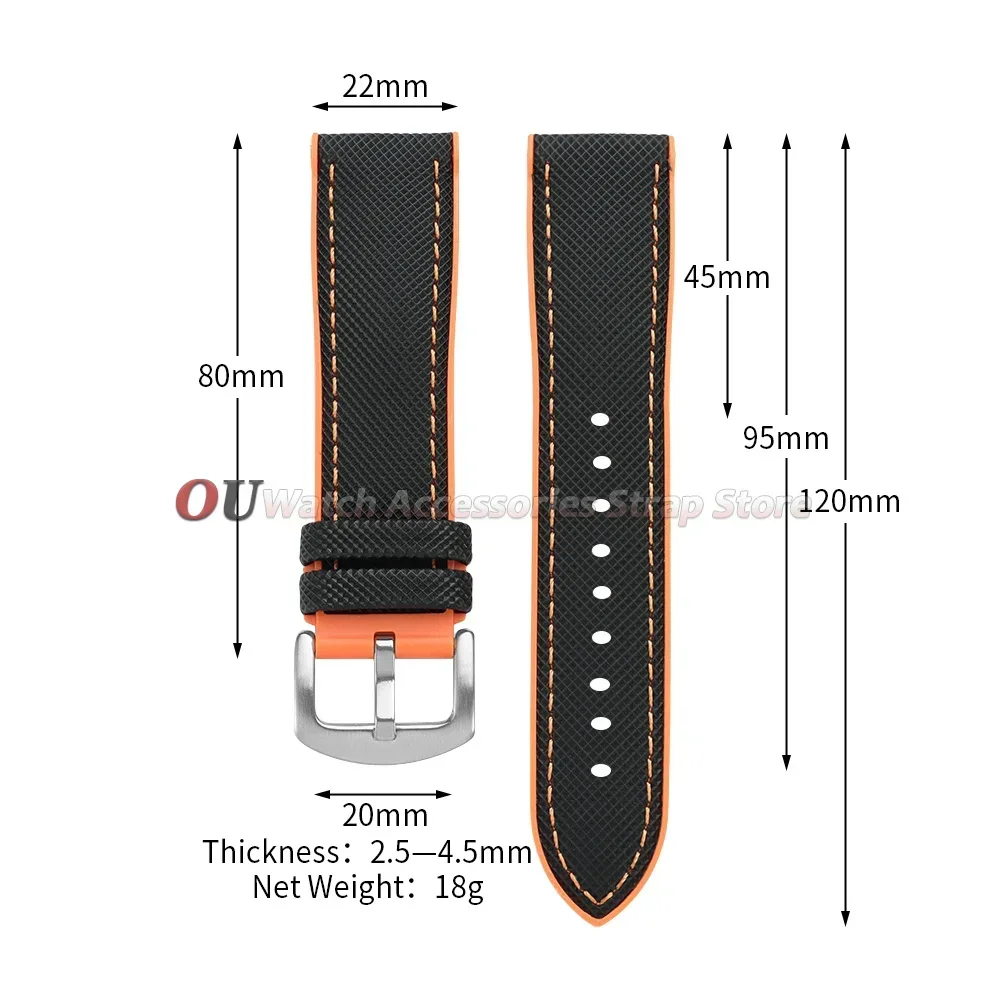 18mm 19mm 20mm 21mm 22mm 24mm Nylon-Segeltuch-Gummi-Hybrid-Uhrenarmbänder Ersatz-Uhrenarmband Silikon Wasserdichte Herrenarmbänder – Detail 1