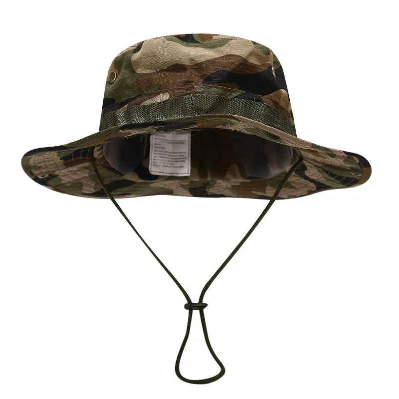 Camouflage Bonnie Hats Men Tactical Army Bucket Hats Military Panama Summer Bucket Caps Hunting Hiking Outdoor Camo Sun Protect