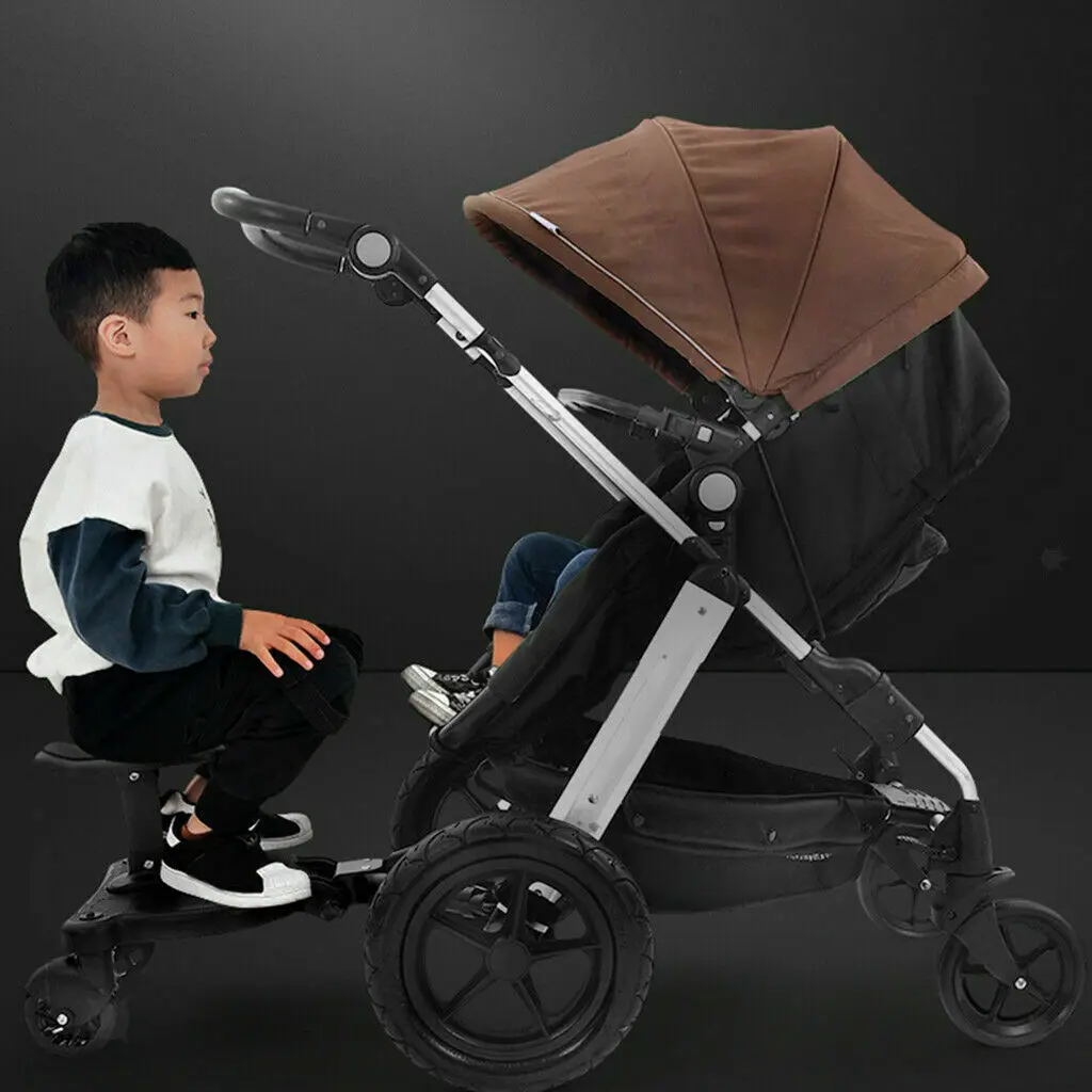 B50 2 in 1 Universal Strollers Step Board Adapter with Seat Second Child Jogger Twins Scooter Baby Pram Hitchhiker Bumper