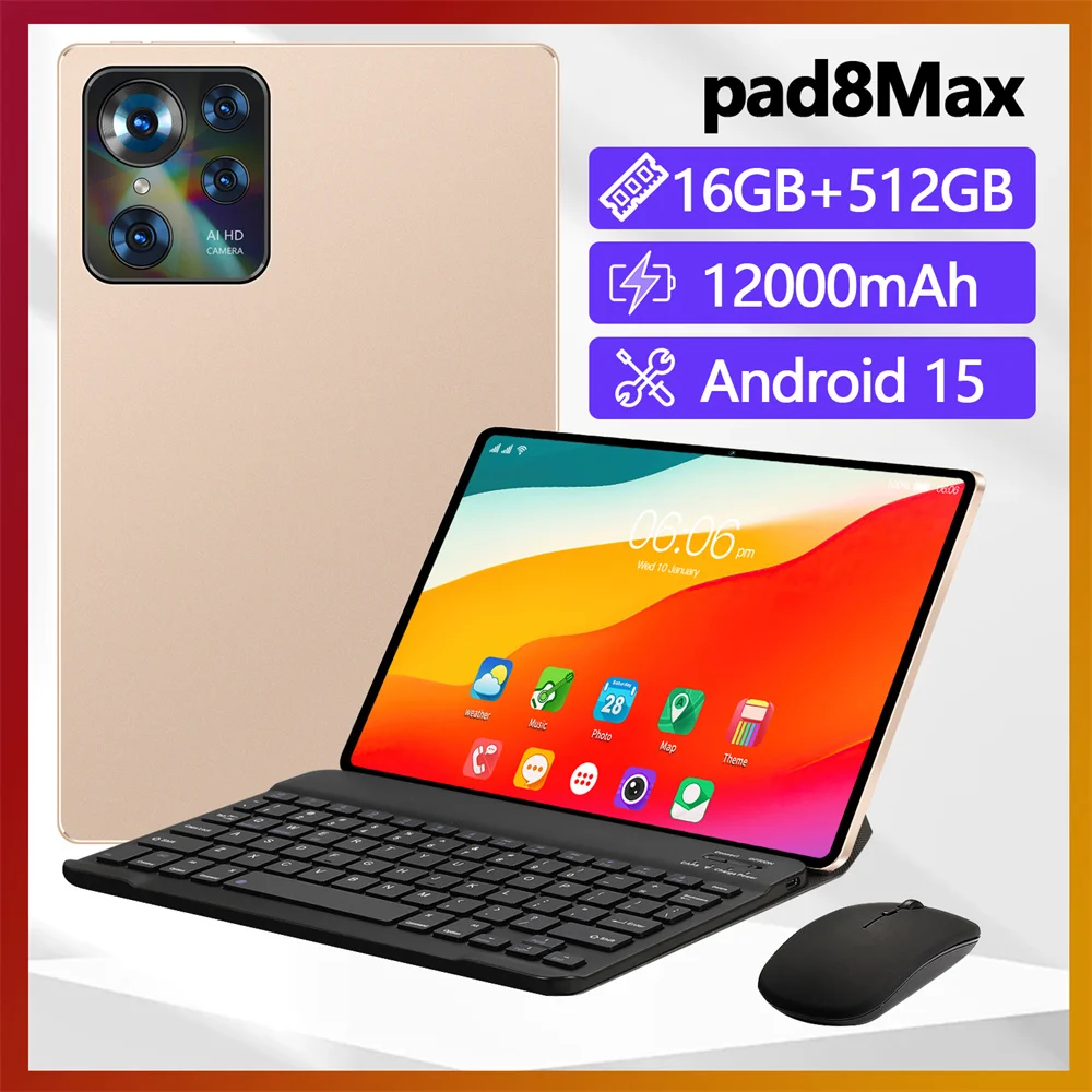 

2025 New Original Pad 8 Max Tablet Android Tab 11.6inch 4G 5G Dual SIM 12000mAh WIFI HD Screen Children's Tablets Kids Tablet PC