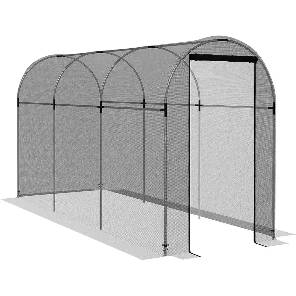 

4x12ft Protective Plant Cage with Zippered Door and Galvanized Steel Mesh Cover for Garden and Yard
