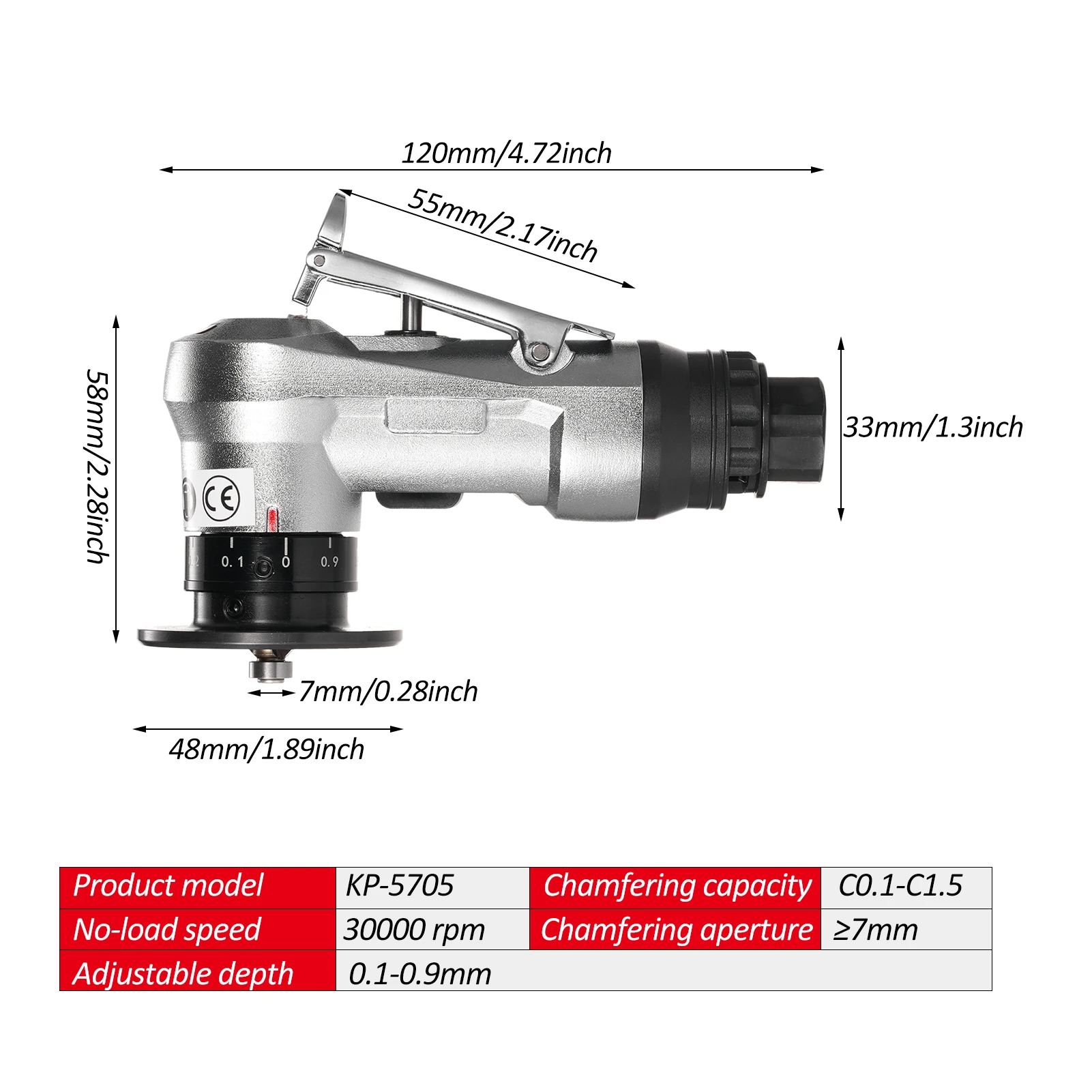 Mini Pneumatic Chamfering Machine 45 Degree Arc Burr Trimmer Carpenter Chamfering Tool Handheld Grinder Deburring Beveling