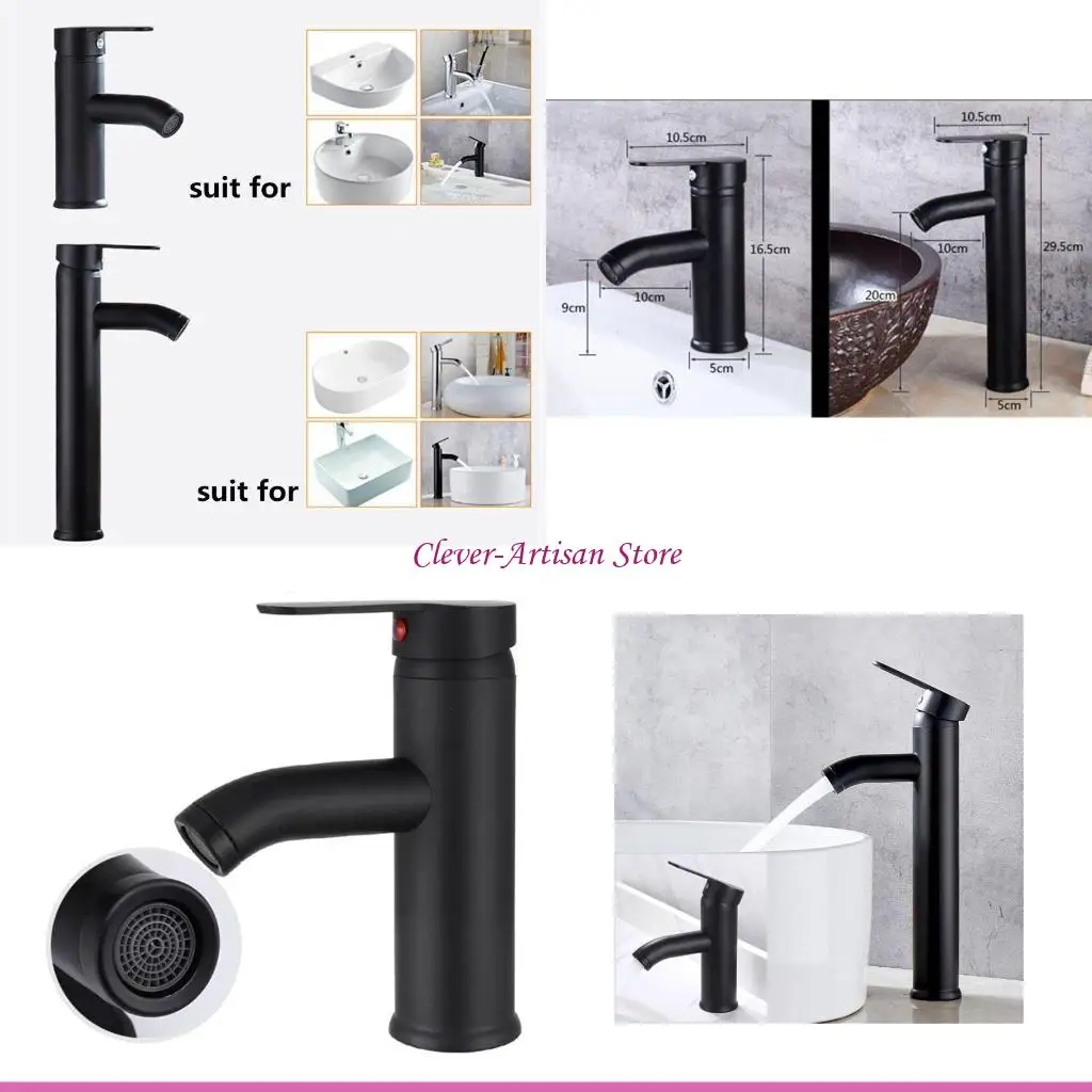 

E06B Stainless Steel Sink Faucet Cold/Hot Mixer Basin Tap Single Handle Basin Faucets