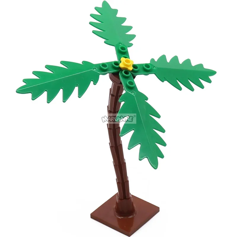 Marumine MOC 30338 Plastic Stem Base with Legs 2 Holes Coconut Tree 6148 Building Block Kit Plant Accessories Toys Gifts Models