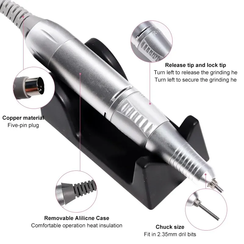 Limegirl 35000 tr/min perceuse à ongles électrique manucure pédicure professionnel ongles perceuse tour fraises à faible bruit Kit de lime à ongles