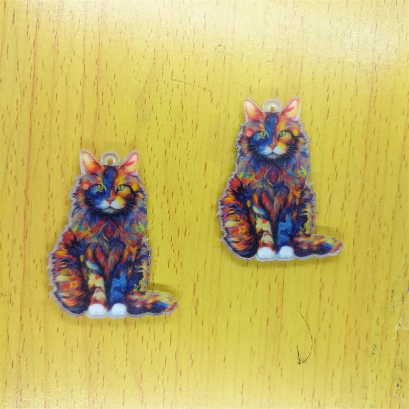 

10pcs Acrylic Cat Charm Cartoon Animal Pet Charms Pendant for Bracelet DIY Earring Necklace Key Chain Jewelry Accessories