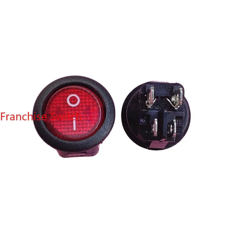 10PCS Round four feet two gears red light boat type rocker switch MR-2 silver touchpoint