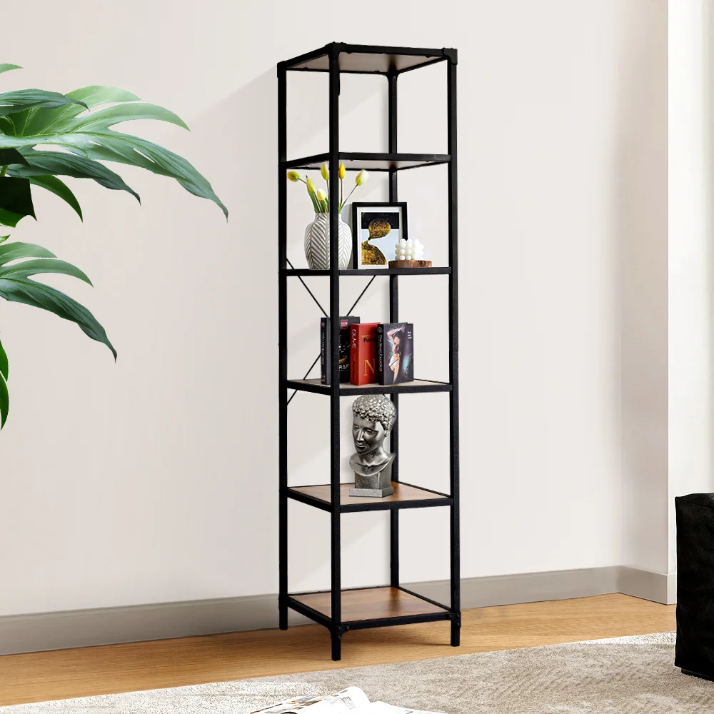 Industrial Style 6-Tier Bookshelf