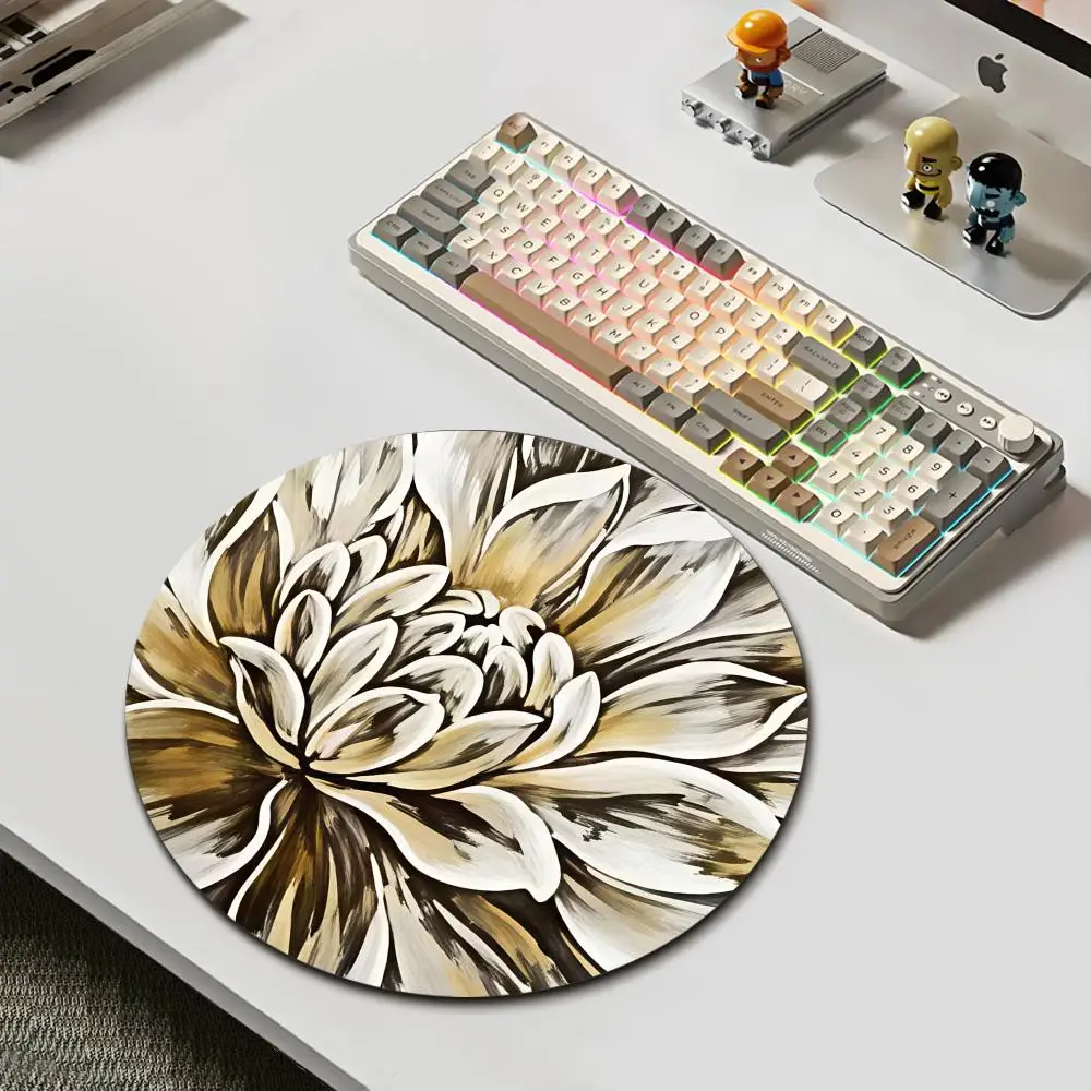 

HYBXAXC Luxury Abstract Peony Flower Mouse Pad Black GoldBeige Large Desk Mat Non-slip Gaming Mousepad for PC