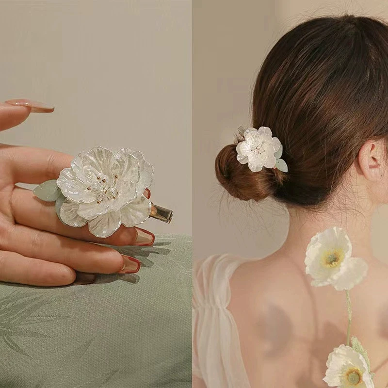 أنيق وبسيط عالي الجودة، كاميليا لؤلؤية رومانسية وفريدة، مشابك شعر جانبية عصرية ومتعددة الاستخدامات، مشبك شعر حلو