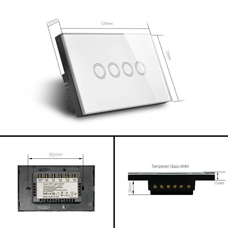 Shawader Wifi inteligentne życie Tuya światła przełącznik do montażu ściennego przerywacz szklany Panel dotykowy bezprzewodowy z pilotem przez Alexa