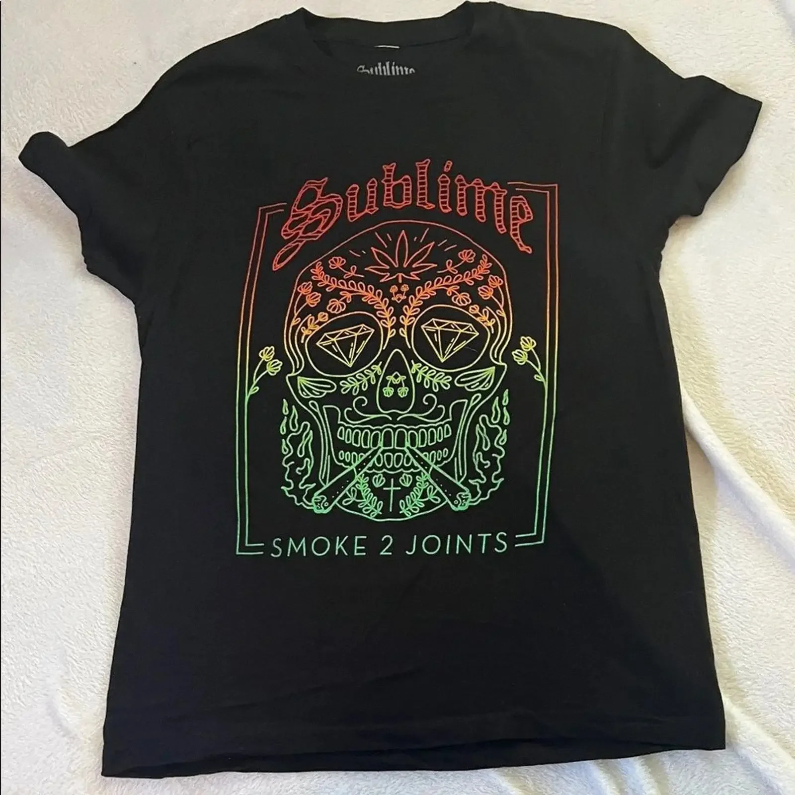 Sublime Skull Smoke 2 Joints T Shirt Men s vintage Washed designer clothes Versatile homme Casual Soft Stylish graphic