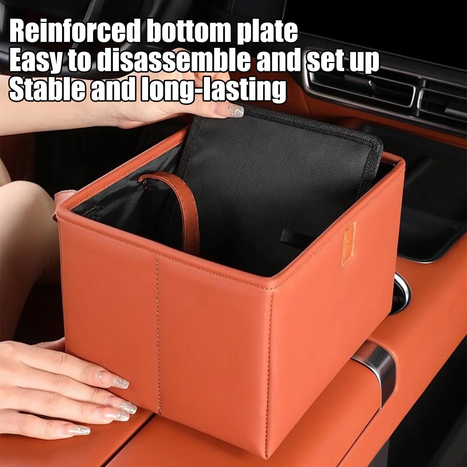 

Garbage Can For Car Folding Car Garbage Can Storage Box Leather Dustbin Container Storage Organizer Water Bottle Holder For Auto
