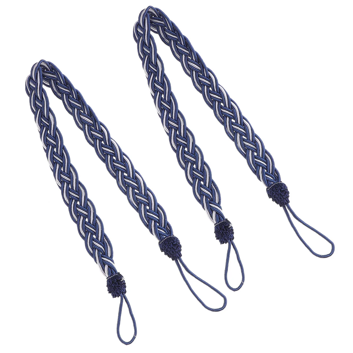 

2pcs Tie Backs Knitted Braided Rope For Medium Thick Drapery Window Decor Holdback Royal Blue Curtain Clips Rope Curtain Holders