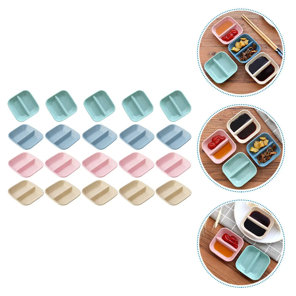 

20 pcs Condiment Dish Wheat Straw Sauce Bowl For Soy Salt Vinegar Oil Seasoning Dipping Bowl Relish Plate Tableware Decor