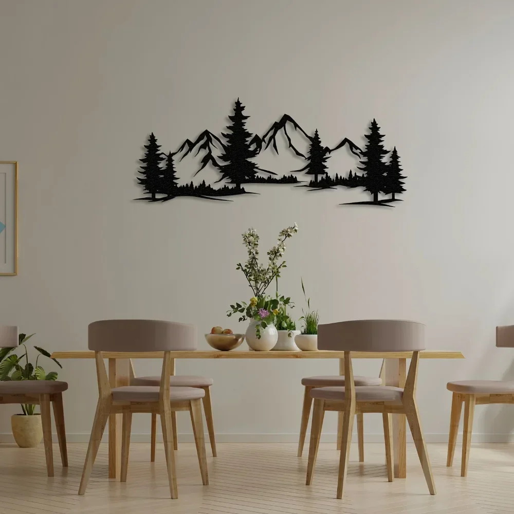 Unique Rustic Metal Wall Art Featuring Forest And Mountain Scene Perfect For Enhancing Any Kids Room Or Farmhouse Decor