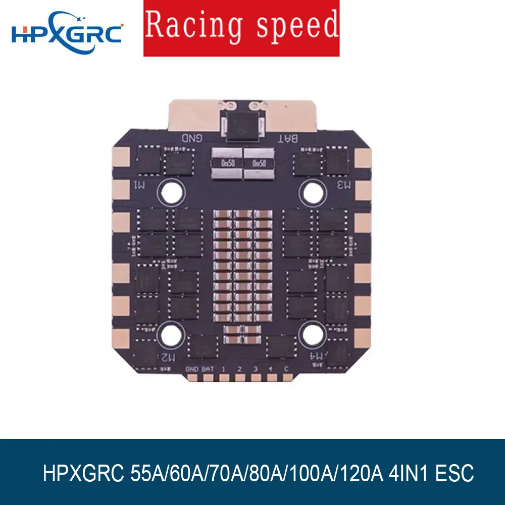 

HPXGRC 55A/60A/70A/80A/100A/120A 4IN1 ESC 3-8S 30,5x30,5 мм для гоночного дрона RC FPV