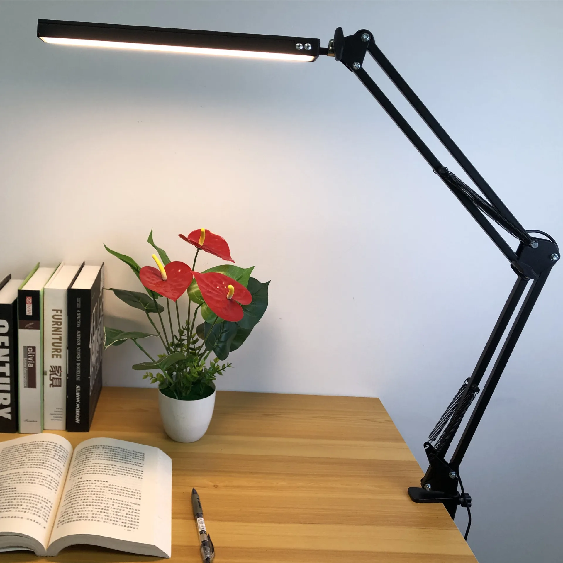 33CM LED Desk Lamp Adjustable Foldable Double Swing Arm Light Eye-Caring For Dormitory Study Office Architect Task Lamp Dimmable