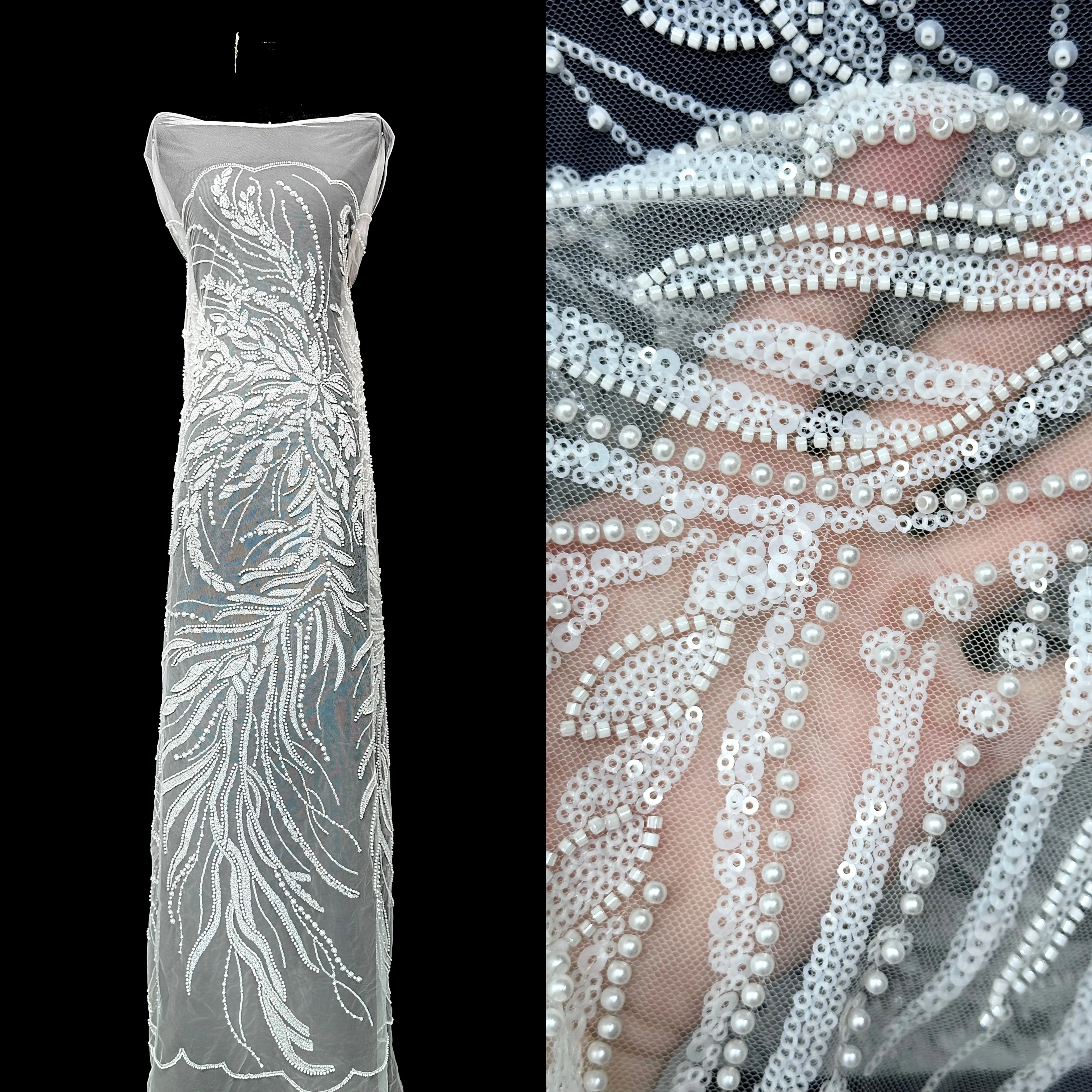 Classic French Style African Mesh Tulle Lace Fabric for European Wedding Dress Elegant Party Nigerian Net Fabric