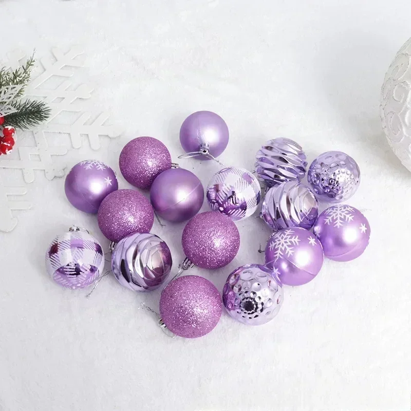 Christmas Ball Decoration 6cm 16pcs Pink White Red Baubles Christmas Tree Hanging Pendant For 2025 Home Navidad Noel Xmas Party