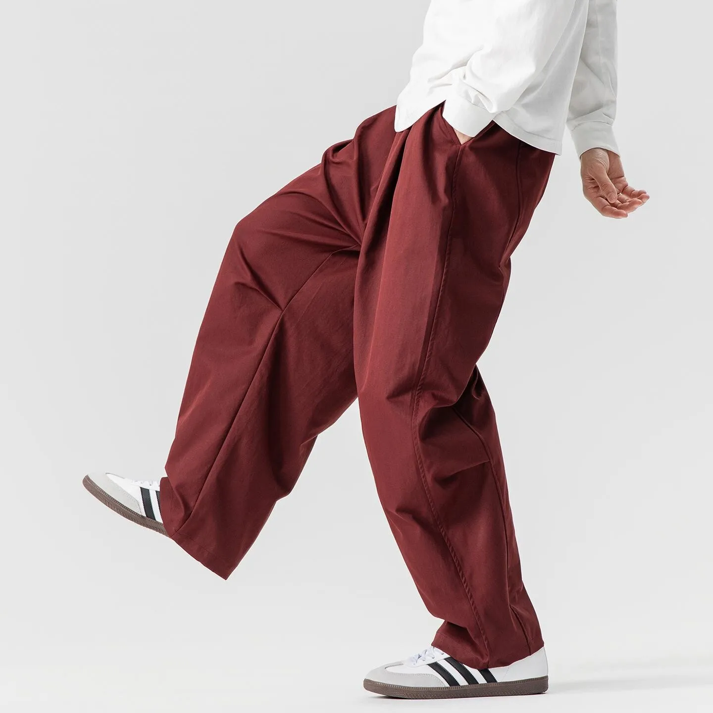 Men's Casual Straight Leg Cotton Work Trousers Spring Summer Loose Wide Leg Drapey High Waist Bell Bottom Large SizeYY17
