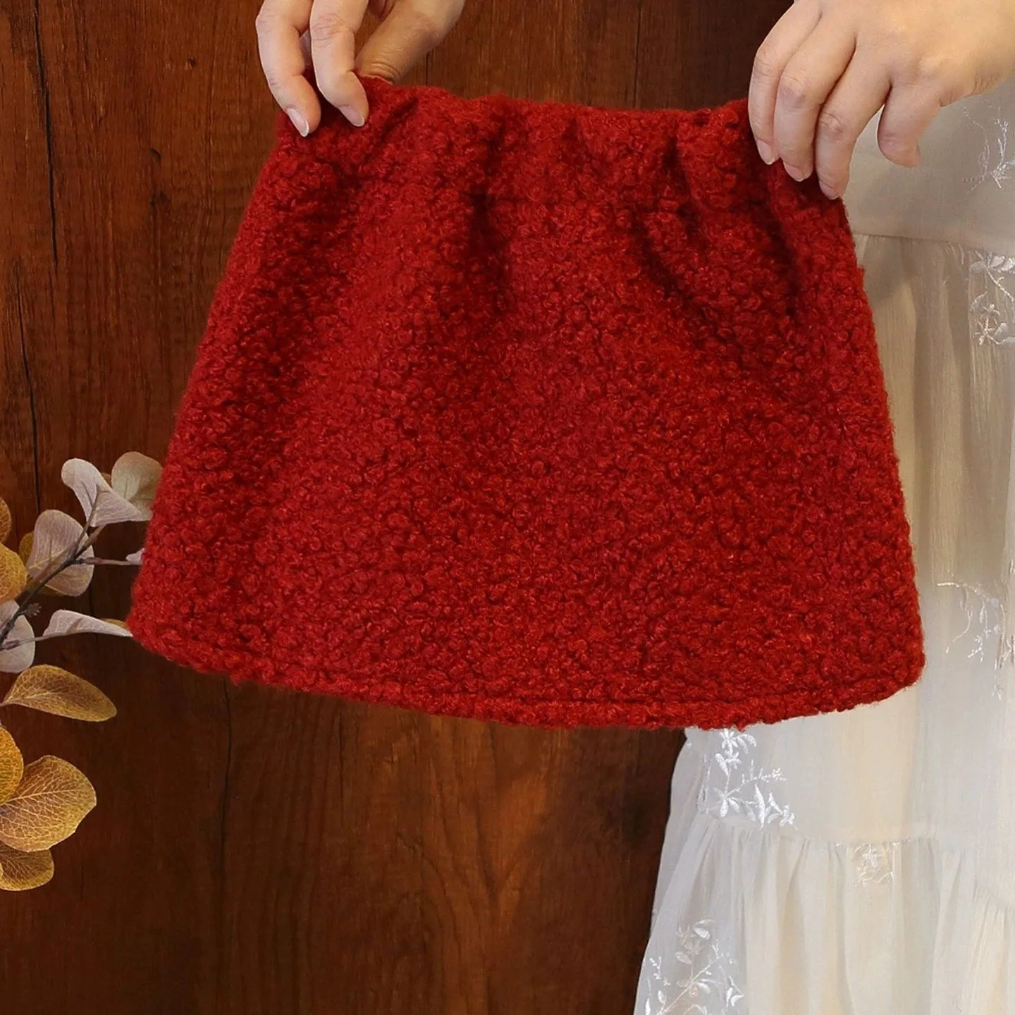 Girls' winter skirt baby foreign style children's Chinese style red New Year's thickened skirt
