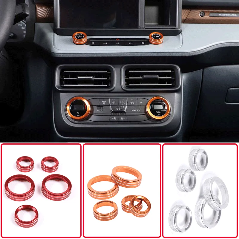 

For 2022 Ford Maverick Aluminum alloy Orange car styling Air Conditioner Volume Knob Cover Trim interior protection accessories