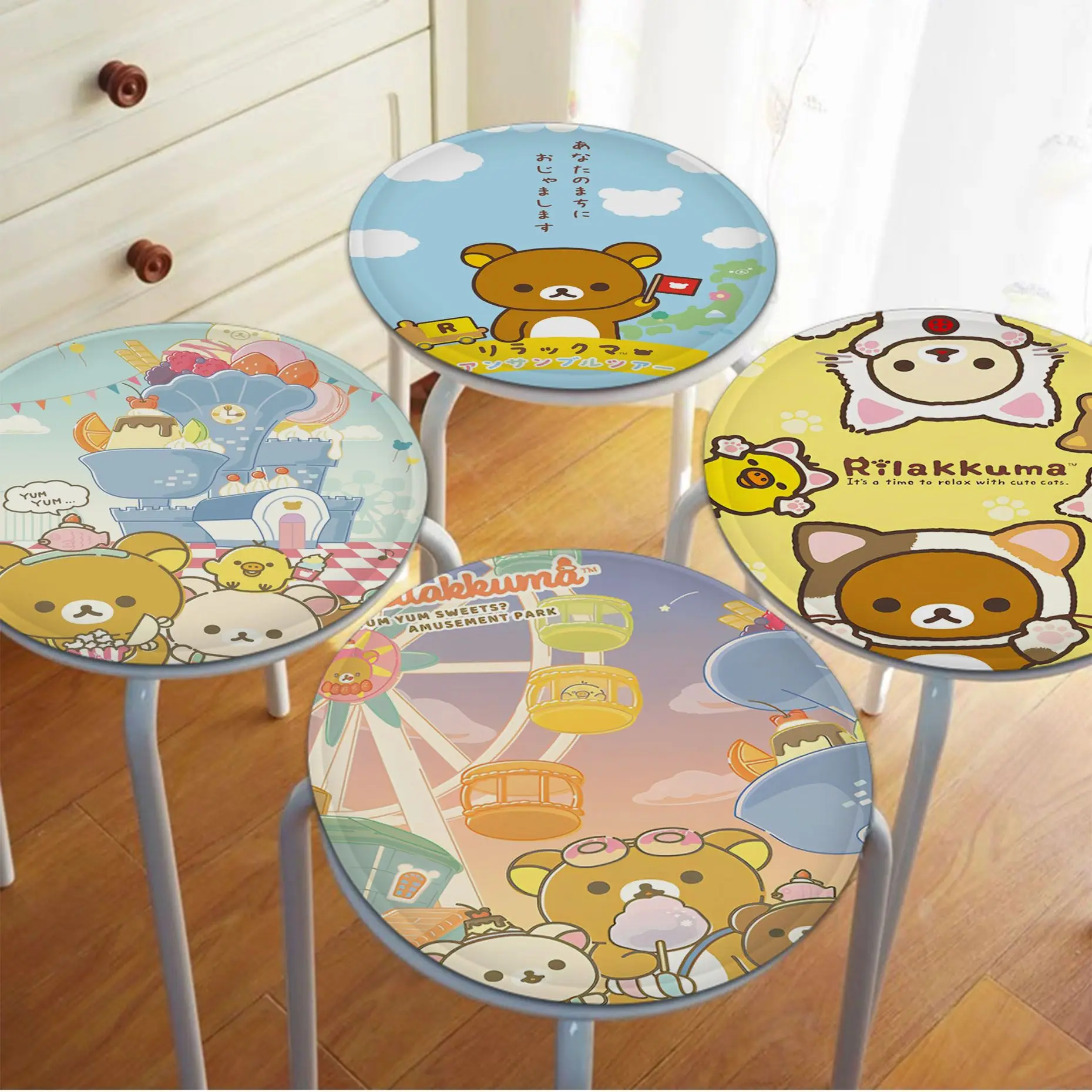 

Rilakkuma Tie Rope Fabric Cushion Non-slip Living Room Sofa Decor Students Stool Tatami Office Sofa Decor Tatami