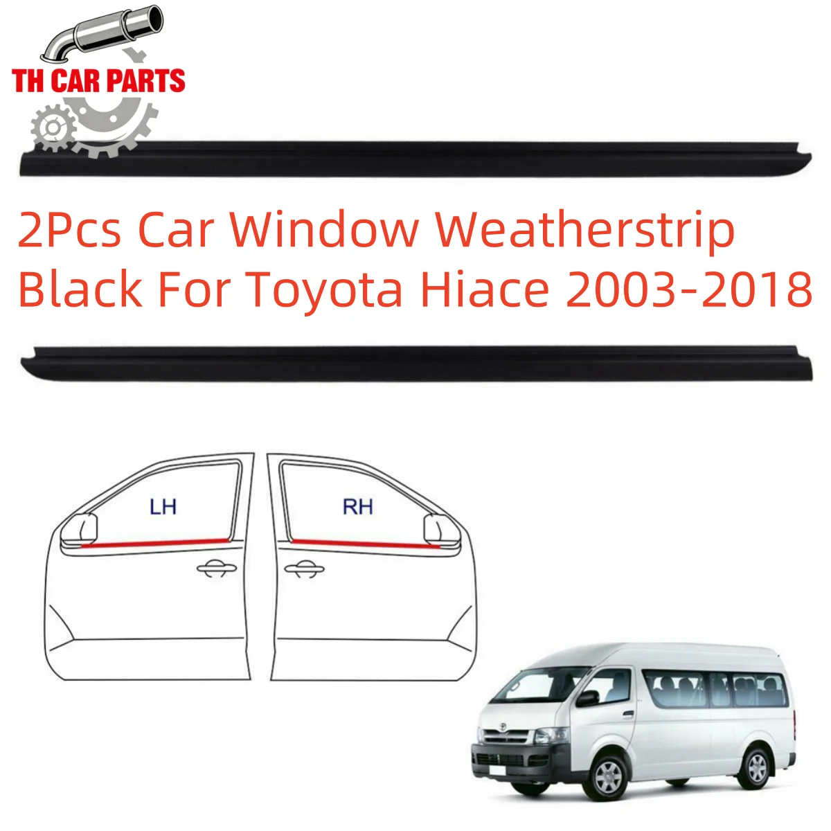 

2 шт. черные уплотнители для окон автомобиля Toyota Hiace 2003-2018, молдинги для окон, артикулы 68161-26040, 68162-26040